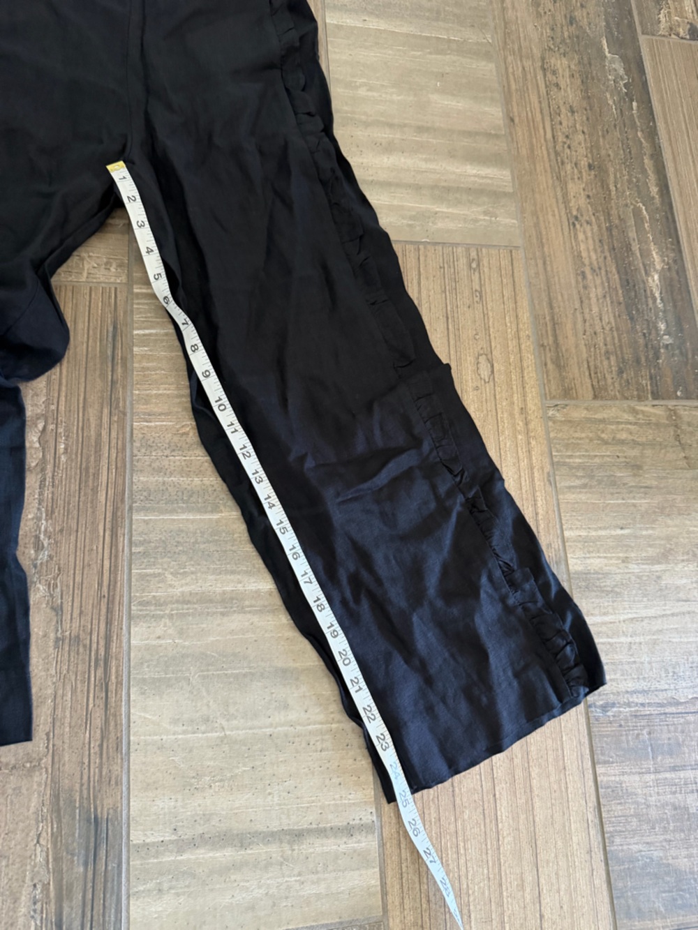 J Crew Wide-leg ruffle pant in linen size XS in black. - Picture 7 of 10